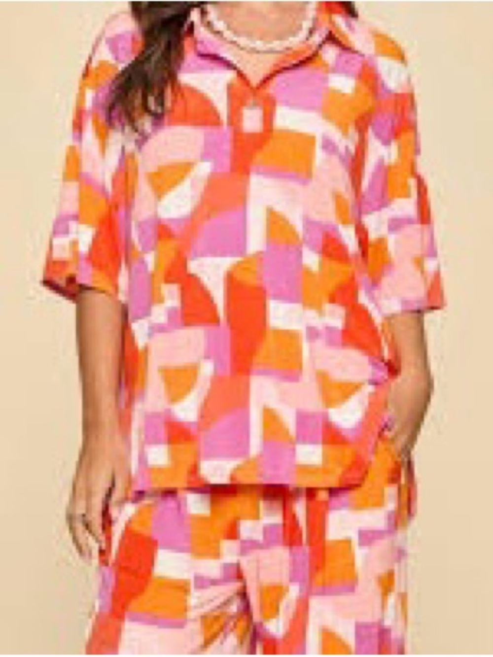 Dear Scarlett OCEAN TIDE ABSTRACT TOP + PANTS RESORT WEAR SET - Picture 2 of 3